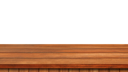 Wood table top on white background, Use as product display montage.