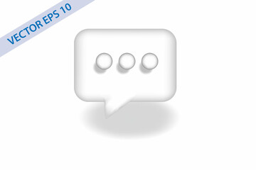 3d white speech bubble chat icon poster and sticker concept Banner isolated on white background