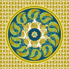 The letter vav decorated with an Ottoman carnation and tulip figure.