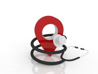 3d illustration navigation stethoscope globe health care concept
