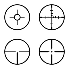 Crosshairs Flat Icon Set Isolated On White Background