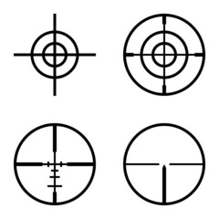 Crosshairs Flat Icon Set Isolated On White Background