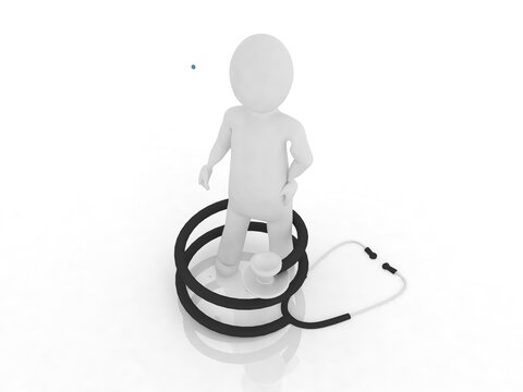 recommend clip art: 3d illustration 3d render,stethoscope doctor cartoon character standing. Confident friendly therapist. Medical clip art isolated
                    