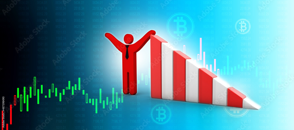 Poster 3d rendering business man with pie graph