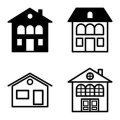 Fototapeta premium Houses Flat Icon Set Isolated On White Background