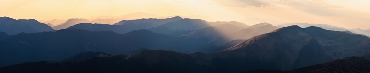 Beautiful sky and layers of the mountain after sunset.