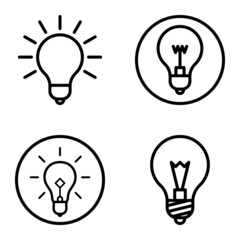 Lightbulbs1-3 Flat Icon Set Isolated On White Background