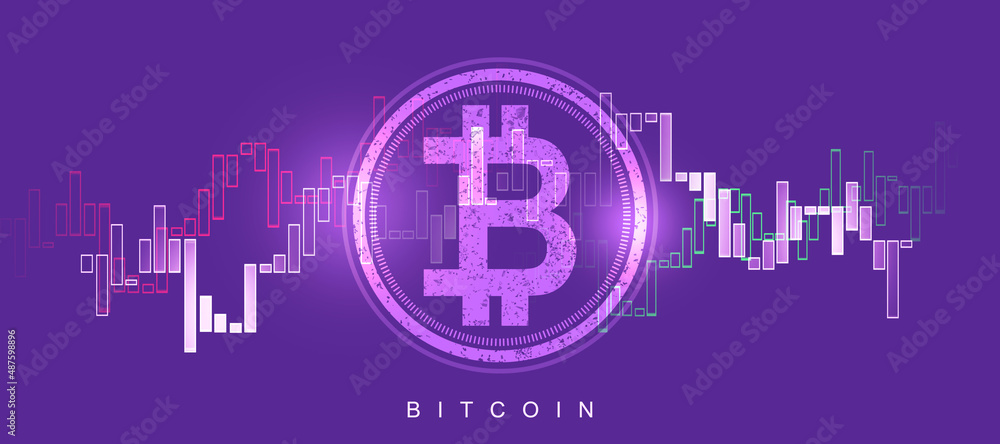 Poster 2d rendering bitcoin sign concept