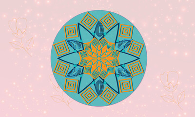 3d multilayer floral mandala illustration.