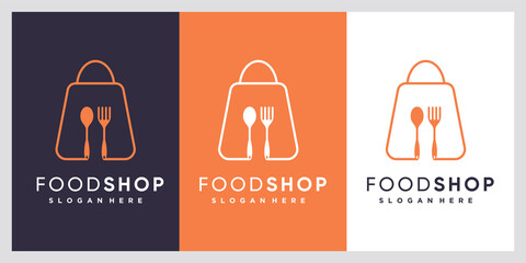 Food shop logo design with style and creative concept