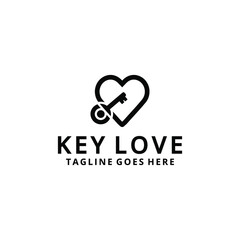 Creative modern key illustration with love logo icon vector template