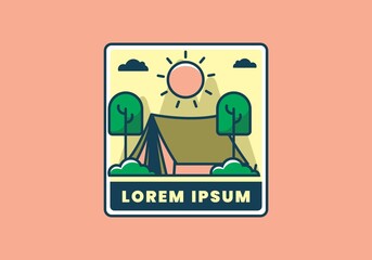 Camping in nature flat illustration