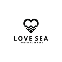 Abstract heart sign illustration combined with sea