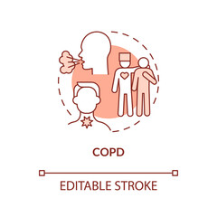 COPD orange concept icon. Lung disease. Illnesses to ask for palliative care abstract idea thin line illustration. Isolated outline drawing. Editable stroke. Arial, Myriad Pro-Bold fonts used