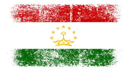 Tajikistan Flag Distressed Grunge Vintage Retro. Isolated on White Background