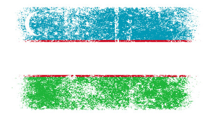 Uzbekistan Flag Distressed Grunge Vintage Retro. Isolated on White Background