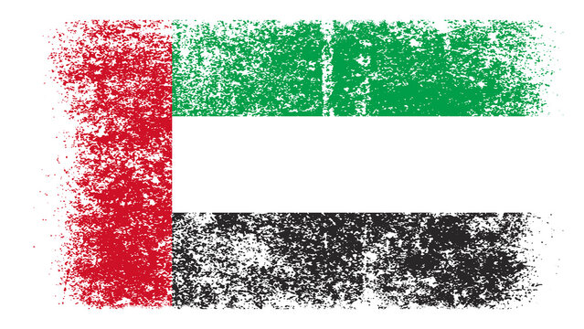 United Arab Emirates Flag Distressed Grunge Vintage Retro. Isolated on White Background