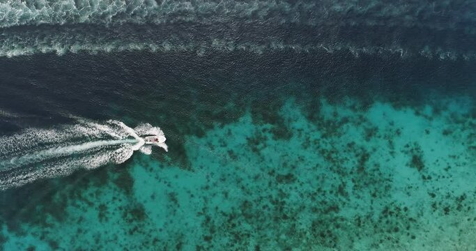 boat at Santa Barbara Beach on the Dutch Caribbean island of Cura&ccedil;ao, located at the southeast of island.