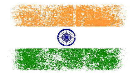 India Flag Distressed Grunge Vintage Retro. Isolated on White Background