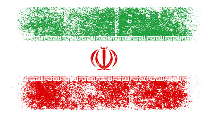 Iran Flag Distressed Grunge Vintage Retro. Isolated on White Background