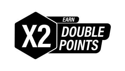 earn x2, double reward points vector illustration icon, black in color,  - obrazy, fototapety, plakaty