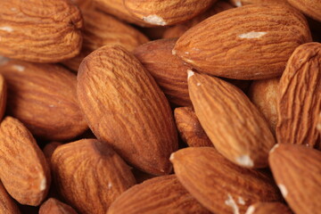 lots of almonds in close-up