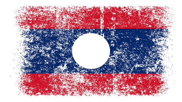 Laos Flag Distressed Grunge Vintage Retro. Isolated on White Background