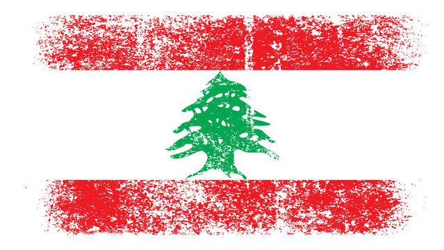 Lebanon Flag Distressed Grunge Vintage Retro. Isolated on White Background