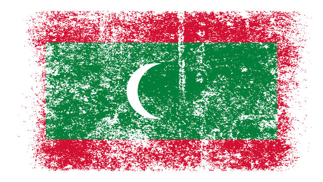Maldives Flag Distressed Grunge Vintage Retro. Isolated on White Background