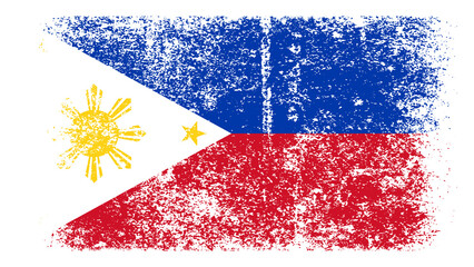 Philippines Flag Distressed Grunge Vintage Retro. Isolated on White Background