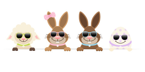 Schaf 2 Osterhasen Mädchen/Junge & Osterei Sonnenbrille Banner
