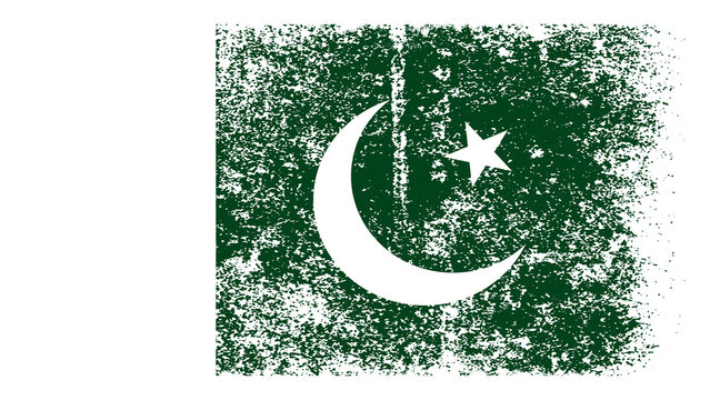 Pakistan Flag Distressed Grunge Vintage Retro. Isolated on White Background