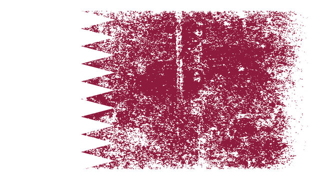 Qatar Flag Distressed Grunge Vintage Retro. Isolated on White Background