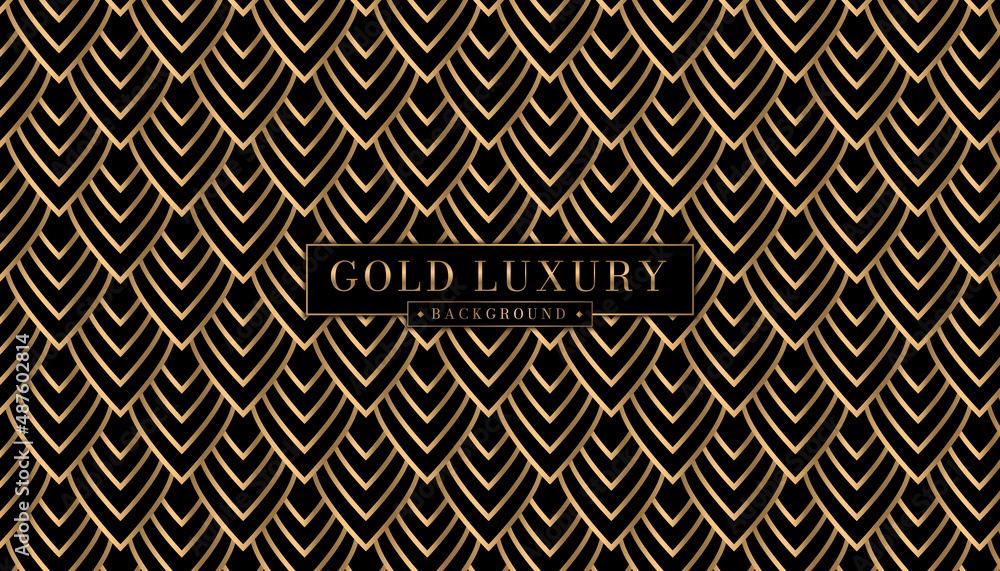 Poster luxury dark and gold with curve pattern element. vector abstract elegant art deco backgrounds for po