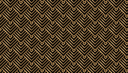 Luxury dark gold with square line pattern element. Vector elegant art nouveau backgrounds for poster, flyer, digital board. Golden feather concept. Art deco style.
