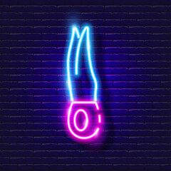 Vibrator for clitoris neon icon. Sex shop concept. Sex Toys for adults. Gadgets for love. Vector sign for design, website, signboard, banner, advertisement.