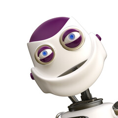 3D-illustration. portrait of a cute and funny cartoon robot. isolated rendering object