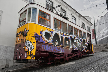 The Gloria Funicular in Lisbon