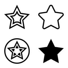 Stars Flat Icon Set Isolated On White Background