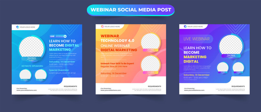 Gradient Digital Marketing Webinar Invitation Poster Social Media Post For Online Training Course Seminar Video Conference Banner Template