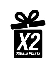 x2, double reward points vector symbol on gift box icon