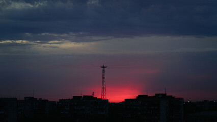 sunset over the city