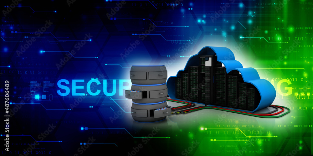 Aufkleber 3d illustration data center server connected database