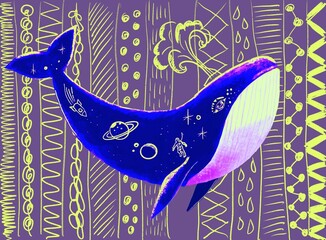 Blue whale in ornament