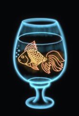 Neon fish in a glass