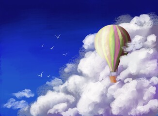 Balloon between the clouds
