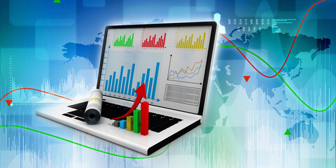 3d rendering Stock market online business concept. business Graph 