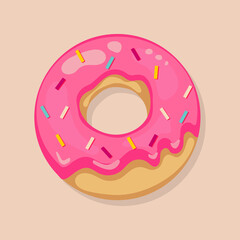 sweet pink donut with icing and decor