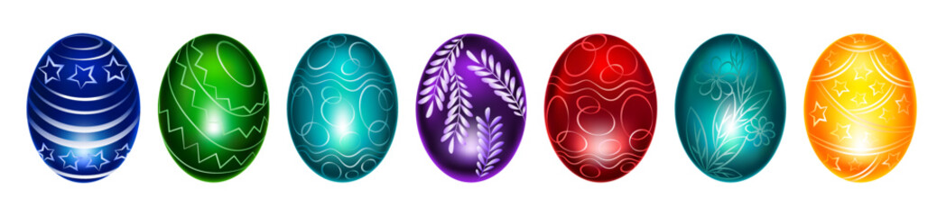 Easter eggs set isolated on white background 