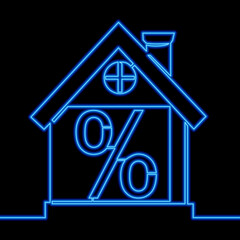 Continuous line drawing Loan house percent neon